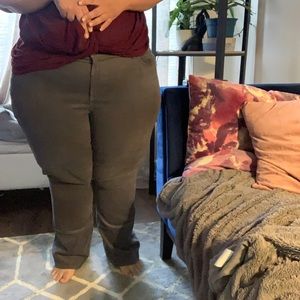 Lands end mid rise straight corduroy 24 gray